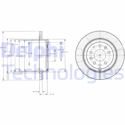 Immagine di DELPHI BG4336 Disco freno 302 18 5 ventilato Oleato non trattato senza cuscinetto ruota, anello sensore ABS MAZDA: CX 7