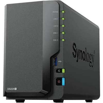 Immagine di Synology DS224+ Discstation NAS a 2 bay (Intel Celeron J4125 4 core 2.0 GHz GB DDR4 RAM porte RJ 45 1GbE) 8 TB bundle con dischi rigidi Plus serie (HAT3300 4T)