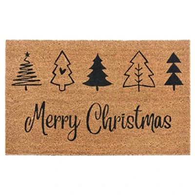 Immagine di HANSE Home Zerbino in cocco per interni ed esterni naturale Merry Christmas, resistente alle intemperie e antiscivolo corridoio, terrazza, ingresso 45 x 75 cm
