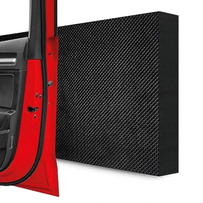 Immagine di STRACKS® 4 protezioni da parete per garage, 40 x 20 3 cm, extra spesse, la vostra auto e del protezione autoadesiva bordi della porta, set pezzi, motivo a quadri, nero