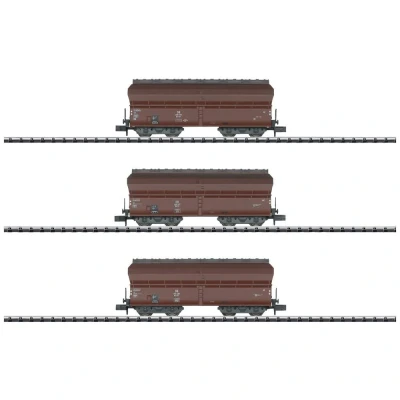 Immagine di N Kit da 3 pz. Vagone autoscarica per trasporto di cocchi parte 1 della DB MiniTrix 18268