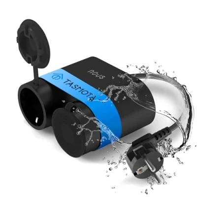 Immagine di Tasmota presa esterna intelligente NOUS A4T, IP44, impermeabile, da giardino, 16 A, con contatore di corrente, timer, compatibile Alexa, Google Home Assistant, MQTT, WiFi 2,4 GH
