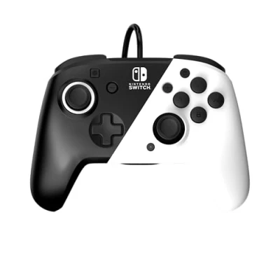 Immagine di PDP Controller Gaming Faceoff Deluxe+ Wired Switch Pro Bianco e nero Licenza ufficiale Nintendo Pulsanti levette personalizzabili ergonomici