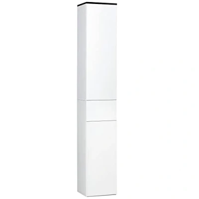 Immagine di kleankin Colonna Bagno con 2 Armadietti e Cassetto, Mobile Alto, Mobiletto Salvaspazio Ante, Ripiani Regolabili in Legno, 30x28x180 cm, Bianco