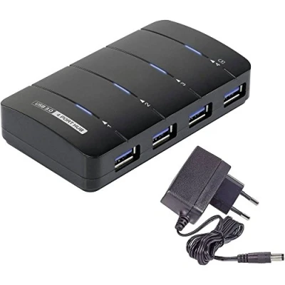 Immagine di Renkforce 4 Porte Hub USB 3.0 Con LED di stato Nero