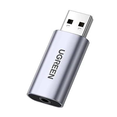 Immagine di UGREEN Scheda Audio Esterna USB in Alluminio Adattatore a Jack da 3,5mm per Cuffie Microfono Casse Compatibile con PC PS5/4 MacBook Laptop Surface Pro Raspberry Pi Plug e Play