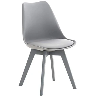 Immagine di CLP Sedia da pranzo Linares Plastic I Tessuto Velluto Corda Aspetto pelle Poltrona con struttura in legno, Colore:grigio/grigio, Materiale:Plastica