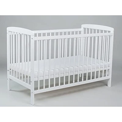 Immagine di KMbaby Lettino JOSE White 120 x 60 cm con rete a doghe regolabile in altezza su 3 livelli Legno di pino laccato