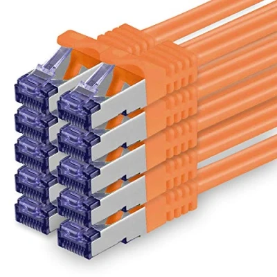 Immagine di 1aTTack.de Cat.7 Cavo di Rete 3 metri arancione 10 Pezzi Ethernet LAN SFTP PIMF LSZH Spina RJ45 Cat6a Gbit s