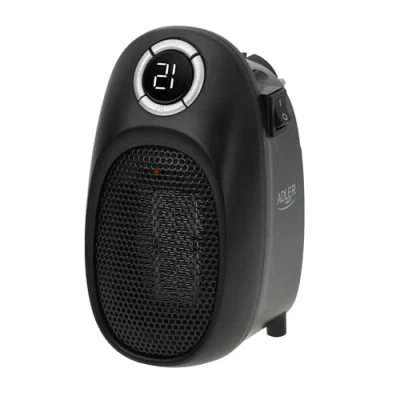 Immagine di Adler Mini riscaldamento con piedistallo, regolabile praticamente ovunque, timer da 12 ore, 400 W, grande display digitale [nero/orfano]