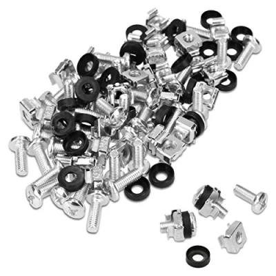 Immagine di kwmobile Set 50x Dadi Ingabbiati Viti con Gabbia 50 Pz Filettatura M6 Dado per Installazione su Rack Hardware da 10&quot; e 19&quot; Argento