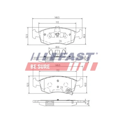 Immagine di FAST FT29042 Kit pastiglie freno Assale anteriore con segnalatore acustico usura FIAT: Panda III Hatchback, LANCIA: Ypsilon II,