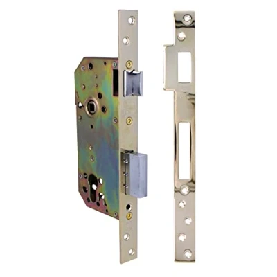 Immagine di Amig Serratura da incasso per porte in legno Con palettone di chiusura Frontale e supporto a bordo quadrato Entrata 50 mm reversibile Acciaio Dorato 270