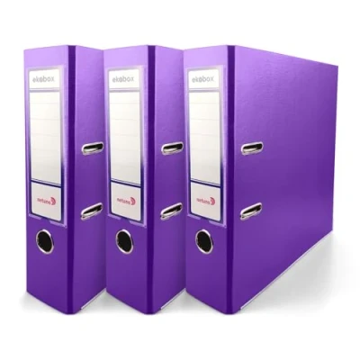 Immagine di Netuno 3 raccoglitori cartone ecologico riciclato lilla a 2 anelli A4 dorso 8 cm per ufficio scuola archivio faldoni portadocumenti