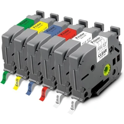 Immagine di 6X Pristar 6mm x 8m Compatibile Nastro per Brother TZe 111 211 411 511 611 711 TZ Laminato PT P710BT H110 D210 H200 E100VP H107B H100LB H101GB H100 H100R H105 H101C PT1000 1010