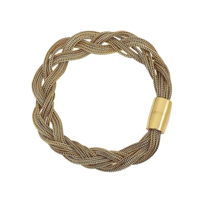 Immagine di Breil, Collezione Magnetica System, Bracciale Donna Small Golden Twist, in Acciaio Lucido IP Gold, con Micro Catene Intrecciate e Pratica Chiusura Magnete, Lunghezza 19.5 cm, Colore Gold