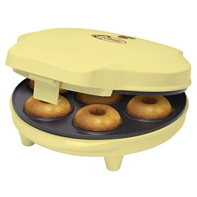 Immagine di Bestron macchina per ciambelle elettrica, Donut Maker 7 piccole, incl. antiaderente &amp; indicatoro luminso, 700 watt, colore: giallo