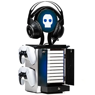 Immagine di Numskull NS2612, armadietto da gioco ispirato a PS5, supporto per controller, cuffie Xbox Series X S, Nintendo Switch Articoli ufficiali Numskull, Multicolore