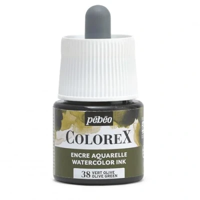 Immagine di Pébéo Inchiostro Colorex 45 ML Verde Oliva Acquerello Rendering Velouté da disegno multiuso per tutti i supporti
