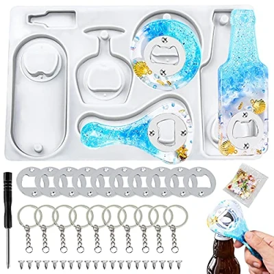 Immagine di GIAK Resina Stampo per apribottiglie Kit di stampi in resinaapribottiglie Silicone Fai da Te incl Accessori