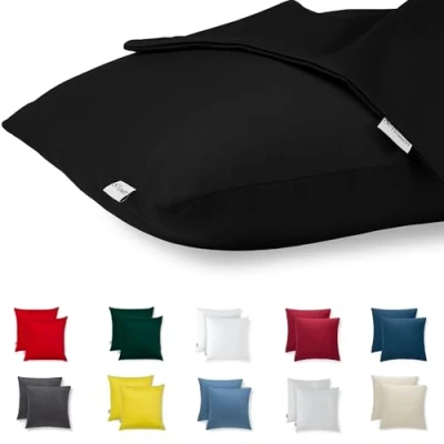 Immagine di Flowen Federe Cuscini Divano 40x40 Set da 2 Copricuscini Decorativi 100% Cotone Effetto Seta Tessuto Morbido Anallergico Antiacaro e Traspirante Fodere Quadrate per Arredo Moderno Letto Sedia