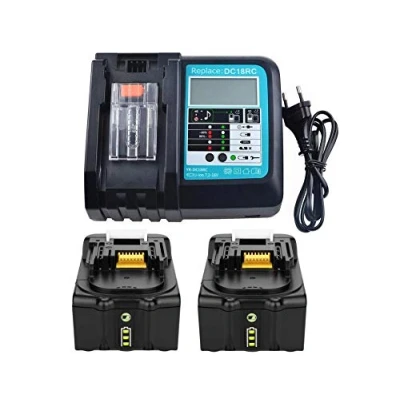 Immagine di 2X 18V 5.0Ah Batteria e Caricatore per Makita BL1850 BL1830 BL1840 BL1860 18 Volt LXT Batterie DC18RA DC18RC