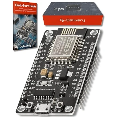 Immagine di AZDelivery 25 x NodeMCU ESP8266 ESP 12F WiFi Lolin V3 scheda di sviluppo con CH340 compatibile Arduino incluso E Book!
