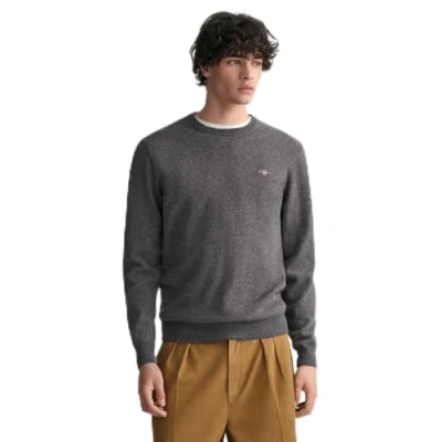 Immagine di GANT Lana di Agnello Superfine con Scollo a C Pullover, Carbone Melange, S Uomo