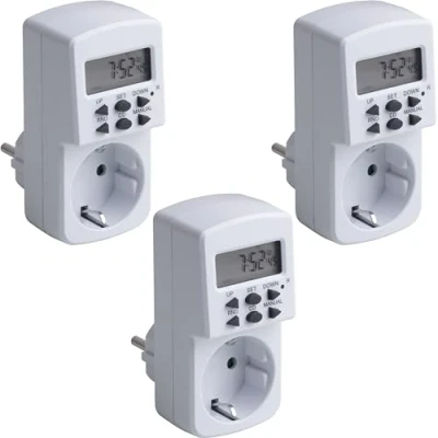 Immagine di Meister Timer digitale, 1800 W, 3 pezzi, estate e inverno, 10 programmi configurabili con funzione conto alla rovescia generatore casuale/timer per presa interruttore casuale/7474050, bianco