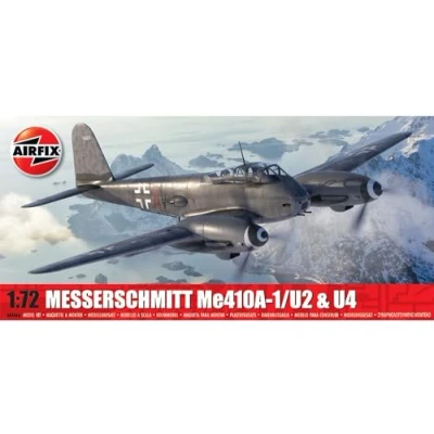 Immagine di Airfix Messerschmitt Me410A 1/U2 &amp; U4 Model Building Kit A04066 modellino in plastica per adulti e bambini dagli 8 anni su, il set include lamelle decalcomanie scala 1:72