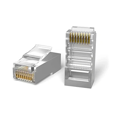 Immagine di Mr. Tronic Rj45 Cat6 100 per cavo Ethernet di rete, Internet ad alta velocità connettore 8P8C (confezione da 100, STP)