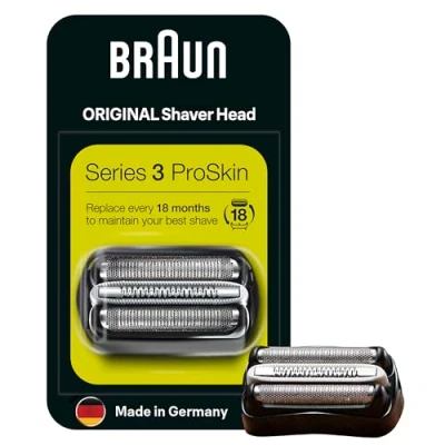 Immagine di Braun Series 3, Rasoio Elettrico Barba, Testina di Ricambio, Compatibile Con I Rasoi Rasatura Profonda e Pulita, Lame Flessibili, Uso a Secco o Sotto Acqua, 32B Nero