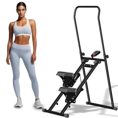 Immagine di RIDEONMOP Vertical Stair Climber, Foldable Compact Climber for Cardio Exercises, New Version of Full Body Workout, Adjustable Dumbbell,Nero