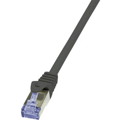 Immagine di LogiLink CQ3023S RJ45 cavo di rete, patch CAT 6A S/FTP 0.50 m Nero Ritardante fiamma, con protezione 1 pz.