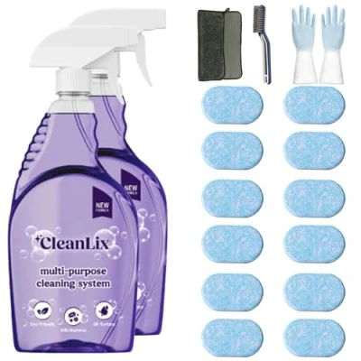 Immagine di Cleanlix Cleaning Spray, Cleaner For Instant Stain Removal, All Purpose Spray With Tablets, The In One Solution Every (2 Bottle,Ocean*12)