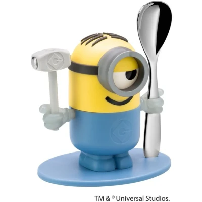 Immagine di WMF Portauovo a Forma di Minion con Cucchiaio, Cromargan, Blu, Giallo