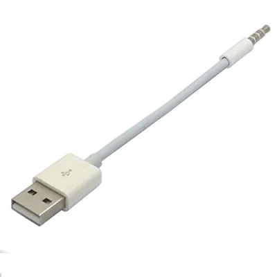Immagine di Caricatore USB e sincronizzazione dati cavo 3.5 mm maschio jack audio spina a 2.0 convertitore adattatore per Apple iPod Shuffle 3rd 4th 5th 6th 7th Generation 11 cm