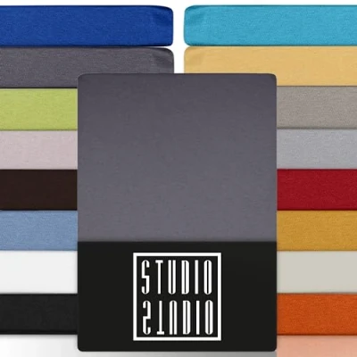 Immagine di STUDIO Basic Lenzuolo con angoli una piazza e mezza 120 x 200 cm, 100% cotone pettinato, Oeko TEX 100, Lenzuola sotto elasticizzati, materasso di altezza 15 25 120x200cm Grigio