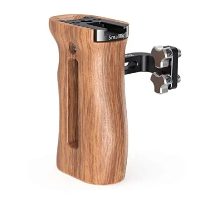 Immagine di SMALLRIG Wooden Side Handle Maniglia Legno con Due Viti 1/4&#039;&#039;, Intercambiabile per Mano Sinistra e Destra, Camera Cage 2093C