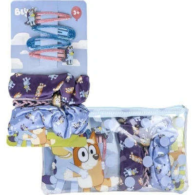 Immagine di Bluey Set di bellezza per bambini Colore blu e rosa completo Include elastico con fiocco, collana 2 fermagli capelli Prodotto originale progettato in Spagna