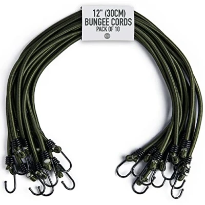 Immagine di Pluvios Robusto 10 Pacco Corde Elastiche Bungee Resistenti Campeggio Bivvy Bivi Conservazione Fai da Te Multiuso 2 Anni di Garanzia