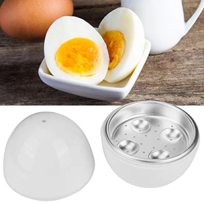 Immagine di Fornello per uova, macchina cuocere le uova nel microonde wireless, bollitore e vaporiera, 4 sode o morbide perfettamente cotte in meno di 9 minuti come si vede TV, bianco
