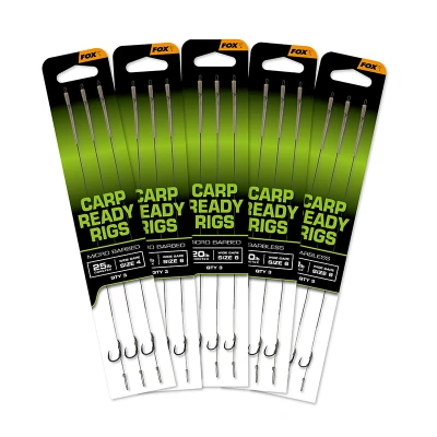 Immagine di Fox Carp Ready Rigs Wide Gape 6 20cm (20lb) (3 pezzi) Terminali carpfishing