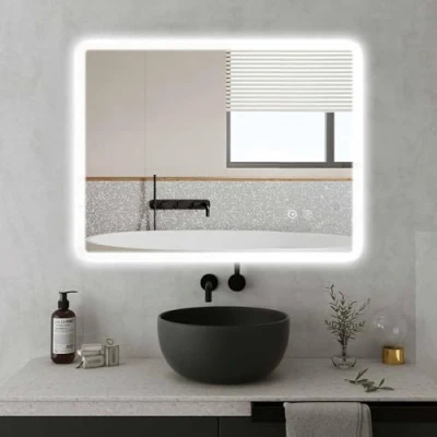 Immagine di Sanitemodar Specchio da Bagno LED 70x90cm, con Striscia Luminosa a Larghezza Uniforme, Parete Luci Tricolori, Anti appannamento, Interruttore Touch