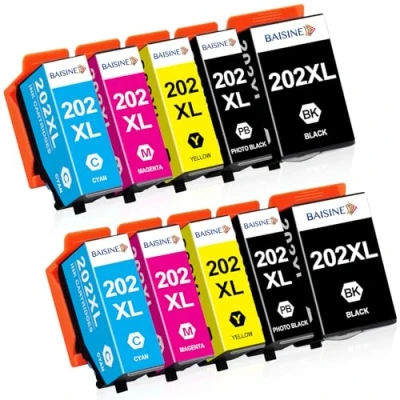 Immagine di BAISINE 202XL Cartucce d&#039;inchiostro Compatibili per Epson 202 Multipack Expression Premium XP 6000 6005 6100 6105 XP6000 XP6005 XP6100 XP6105 (confezione da 10)