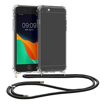 Immagine di kwmobile Custodia Compatibile con Apple iPhone 6 Plus / 6S Cover Back Case in Silicone TPU Protezione Smartphone Cordino nero/trasparente