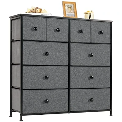 Immagine di LYNCOHOME Comò, cassettiera con 10 cassetti in tessuto, camera da letto, mobili per cucina, ufficio, corridoio, mobile TV