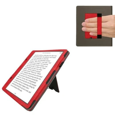 Immagine di kwmobile Custodia eReader Compatibile con Amazon Kindle Scribe Cover eBook Pelle PU Chiusura Magnetica Stand Cinturino Mano e Porta Carte