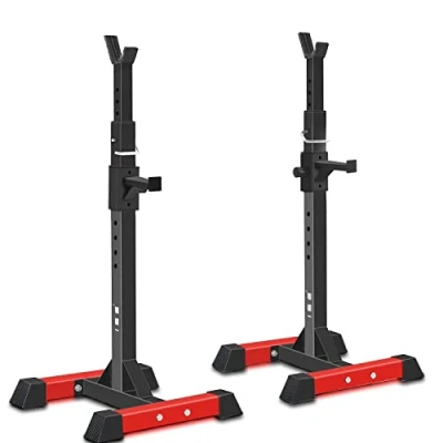 Immagine di ISE Supporto Bilanciere/Rack da Squat, Rack Bilanciere Regolabile, Squat con Barre di Supporto, Altezza Regolabile 104 175CM, Porta Stabile&amp; Palestra Robusto, Nero