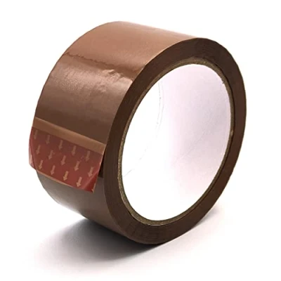 Immagine di RAYLU PAPER Rotoli di tenuta, nastro adesivo per imballaggio scatole spedizione resistente ed extra forte, 66 metri x 50 mm larghezza (1 unità, marrone)